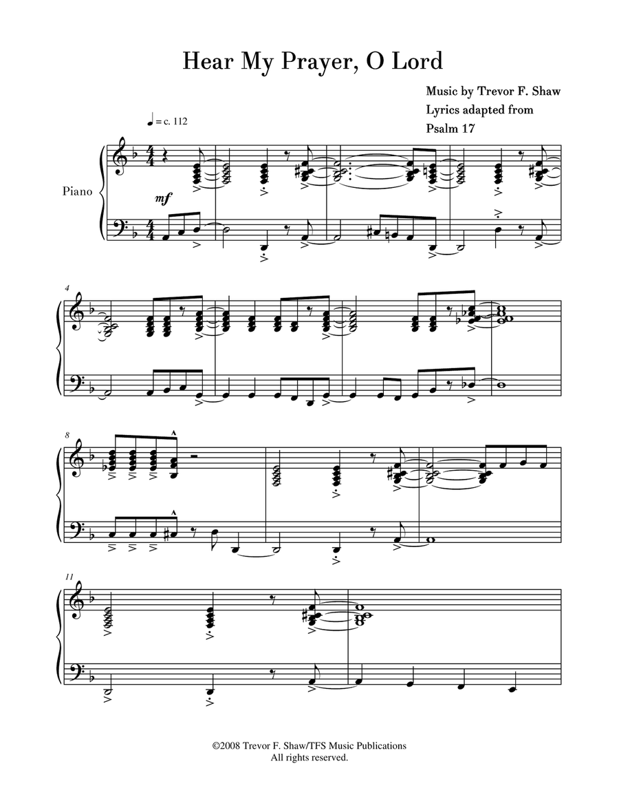 Hear My Prayer, O Lord 4-Part scores gallery preview page 1