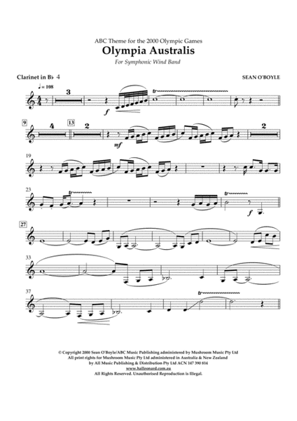 Olympia Australis (Symphonic Wind Band) - Bb Clarinet 4