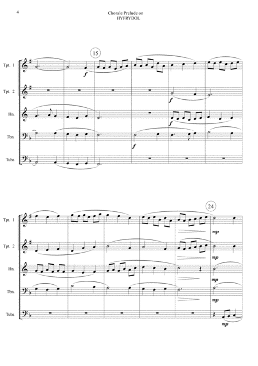 Chorale Prelude on Hyfrydol - Brass Quintet Brass Quintet scores gallery preview page 4