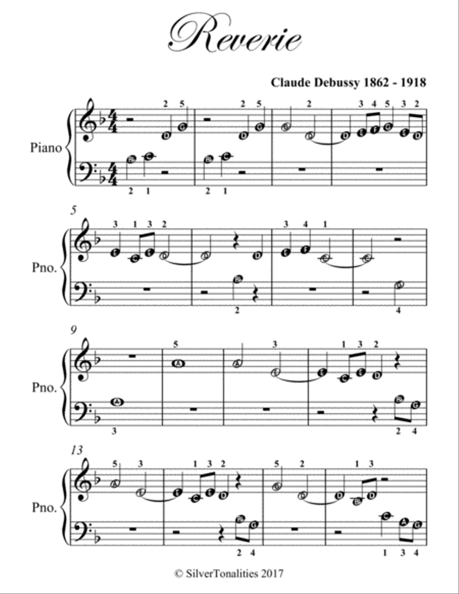Reverie Beginner Piano Sheet Music Easy Piano scores gallery preview page 2