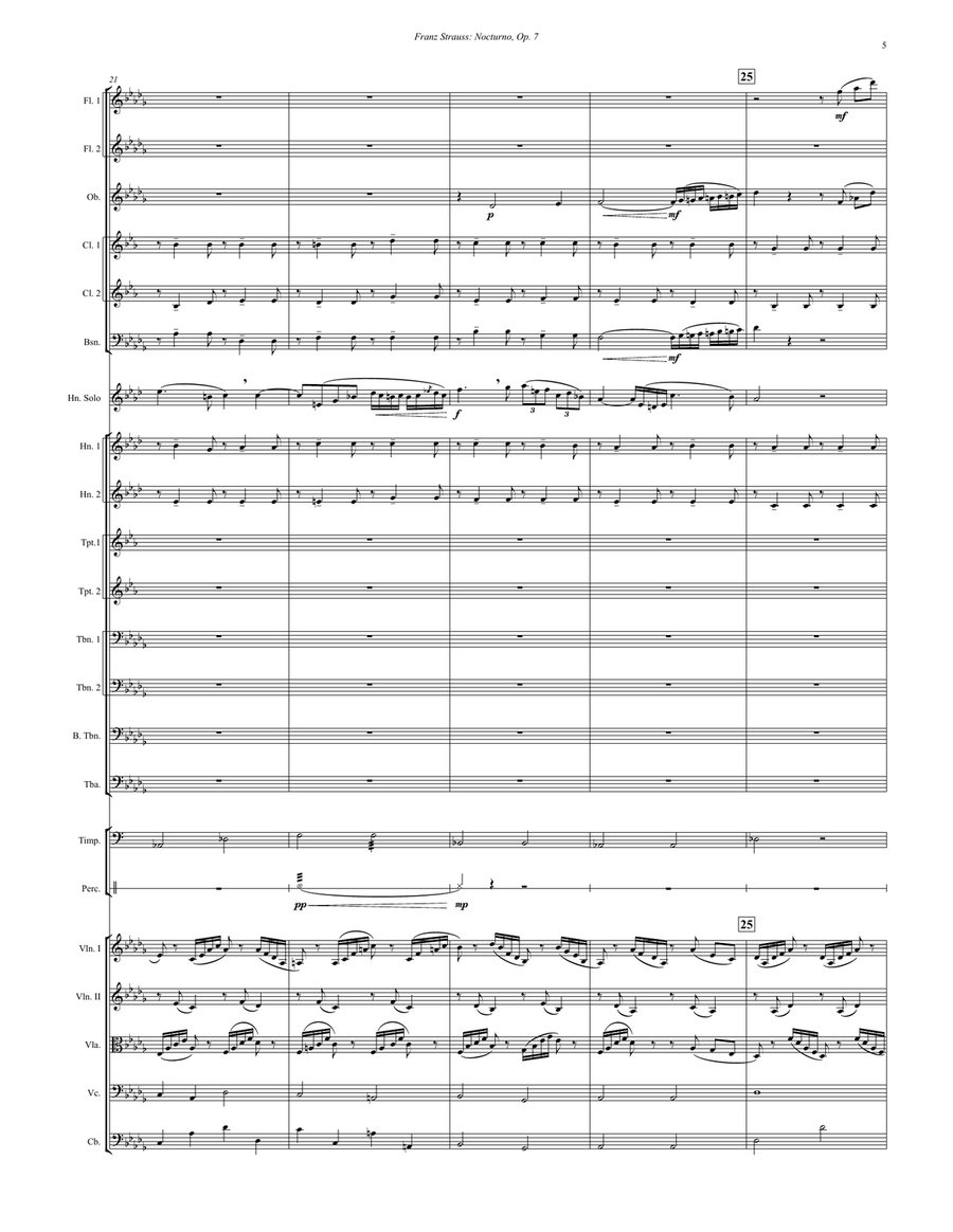 Nocturno, Op. 7 for Horn Solo and Orchestra Full Orchestra scores gallery preview page 5