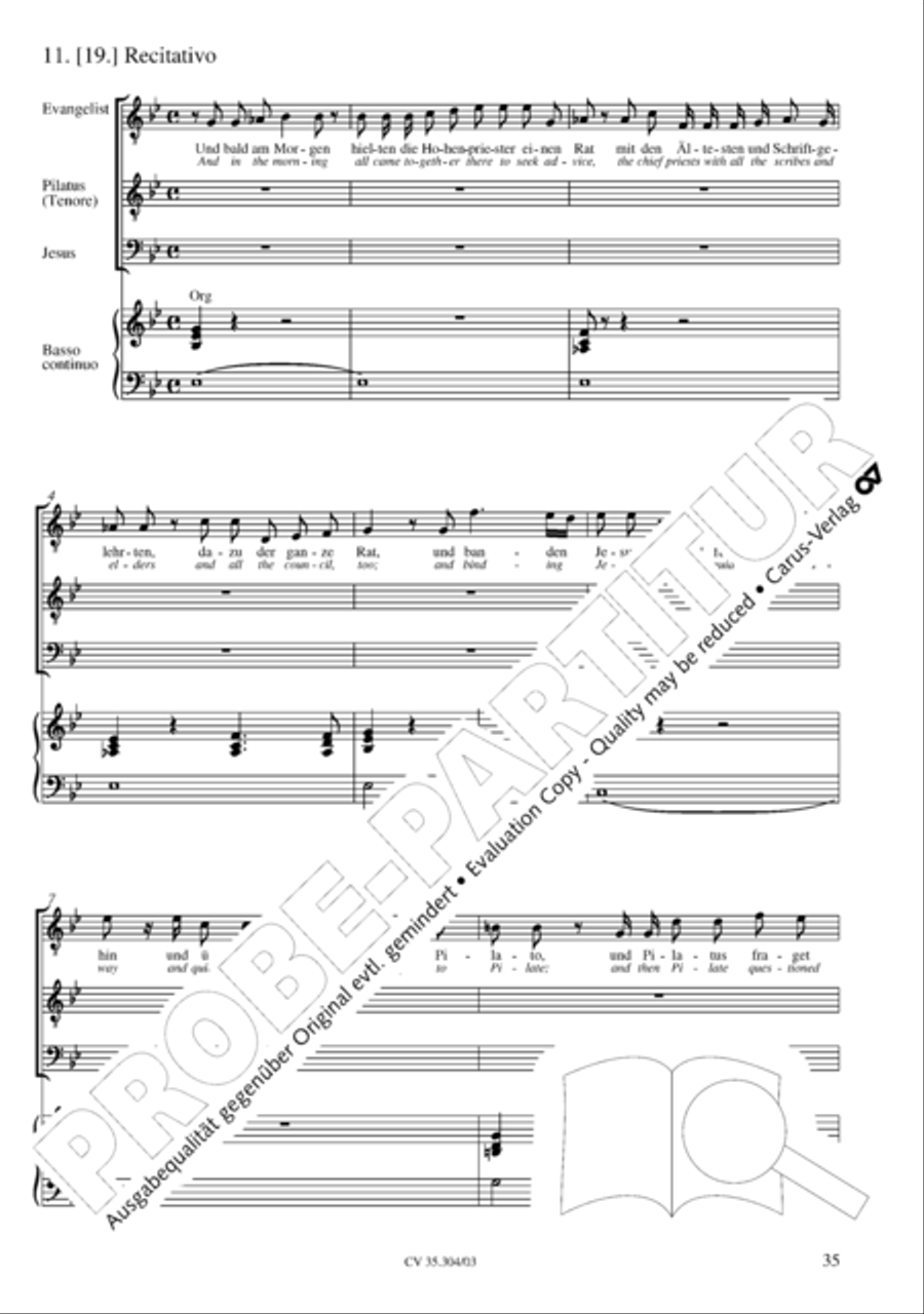 St. Mark Passion (Markus-Passion) 4-Part scores gallery preview page 36