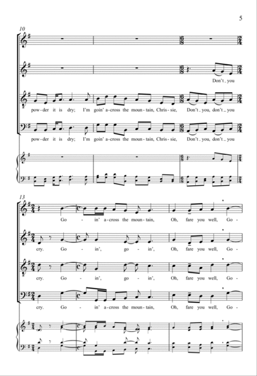 Going Across the Mountain 4-Part scores gallery preview page 4