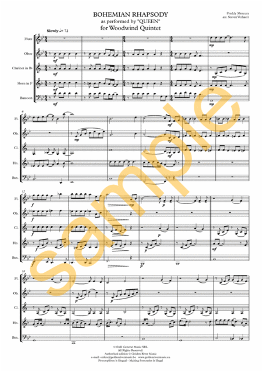 Bohemian Rhapsody - woodwind quintet Woodwind Quintet scores gallery preview page 2