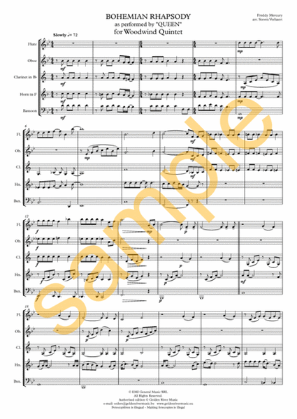 Bohemian Rhapsody - woodwind quintet image number null