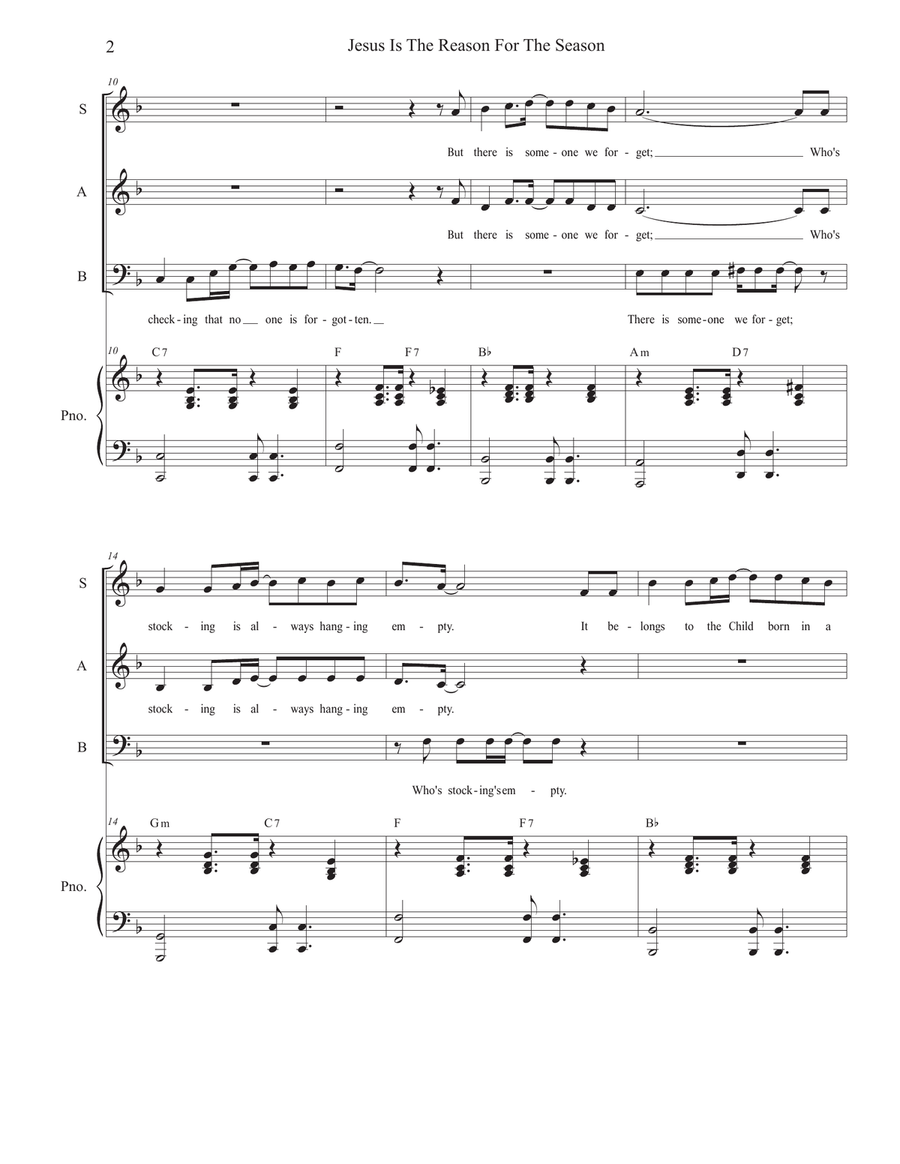 Jesus Is The Reason For The Season (Vocal Trio - (SAB) 3-Part scores gallery preview page 2