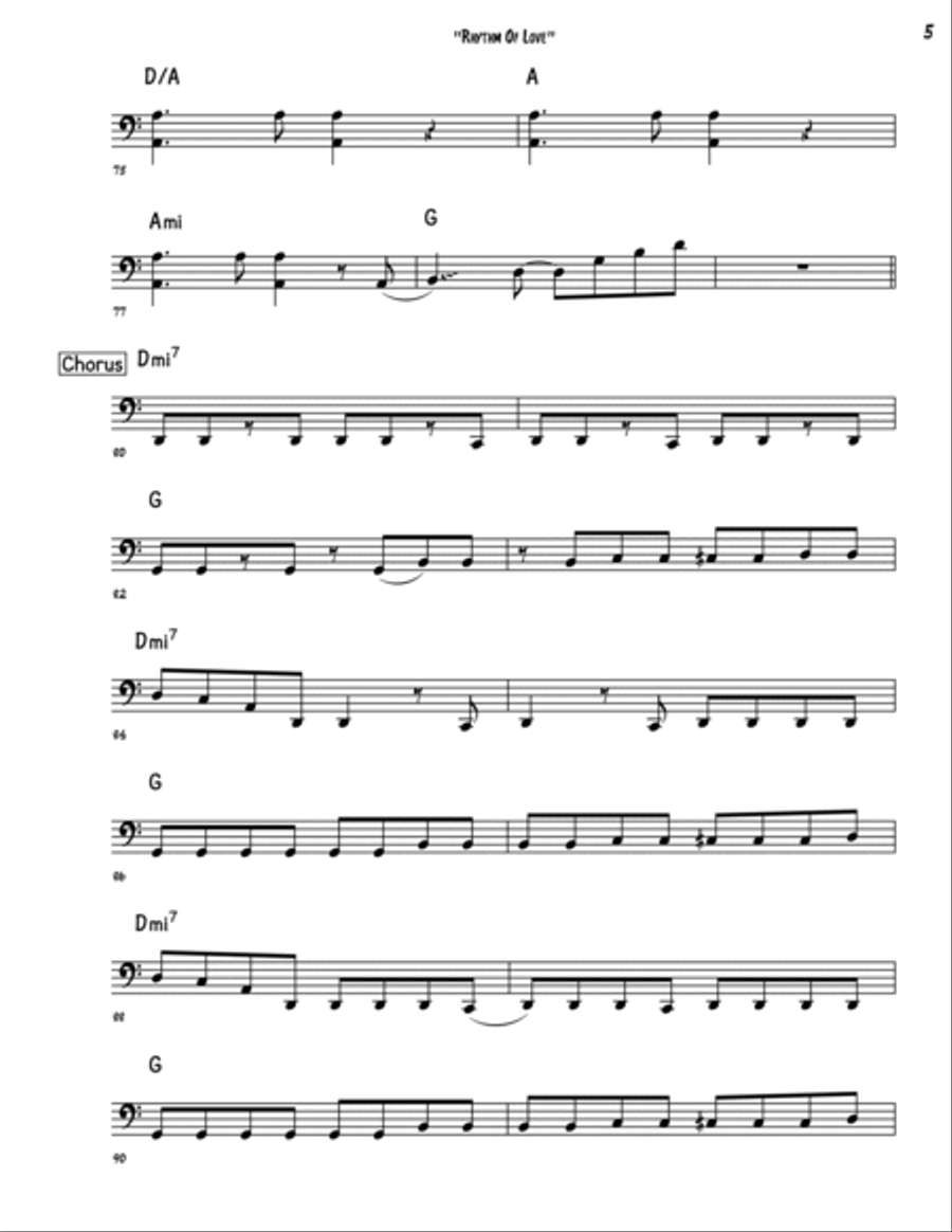 Rhythm Of Love Bass Guitar scores gallery preview page 5