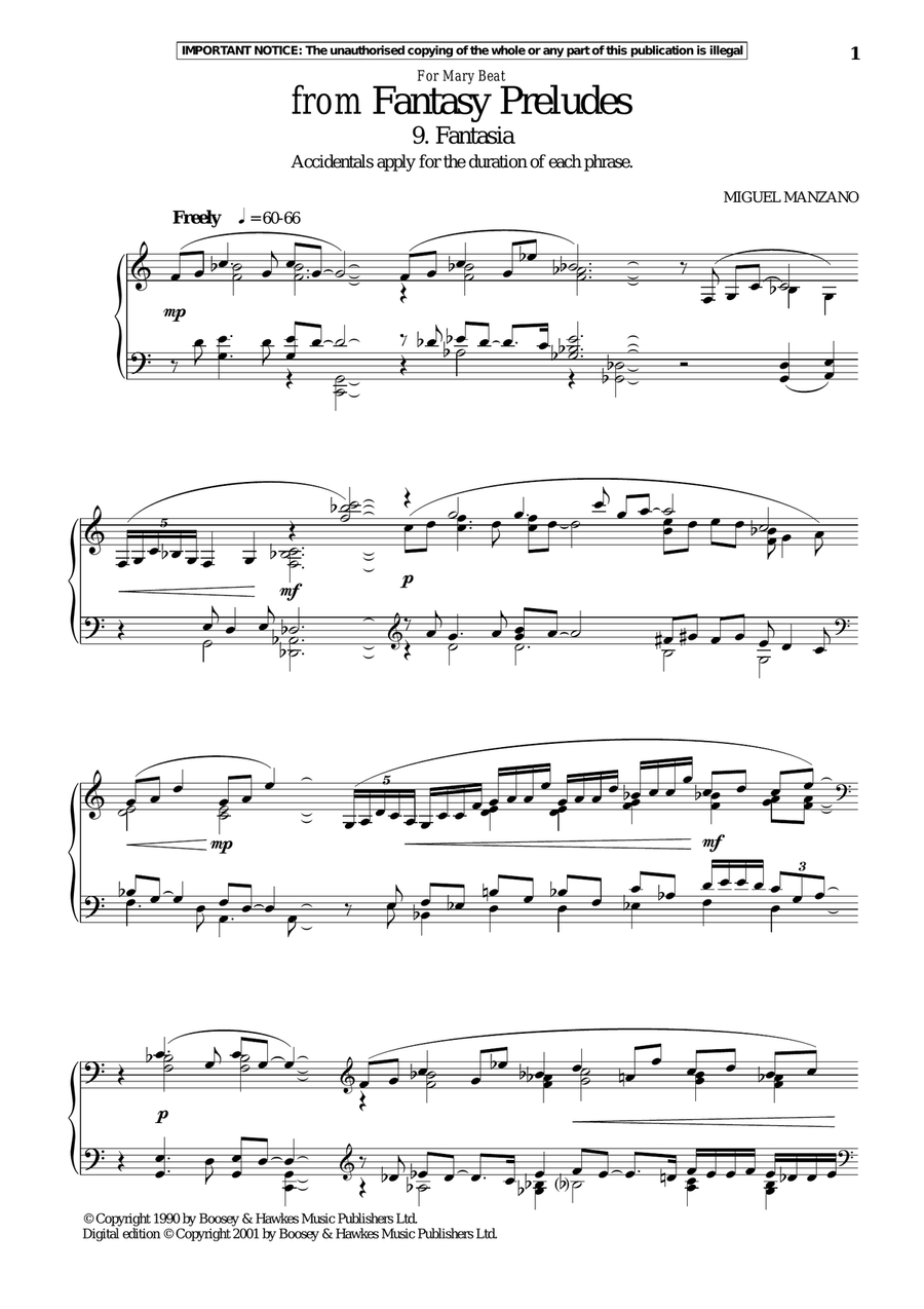 Fantasy Preludes, 9. Fantasia Piano Solo scores gallery preview page 1