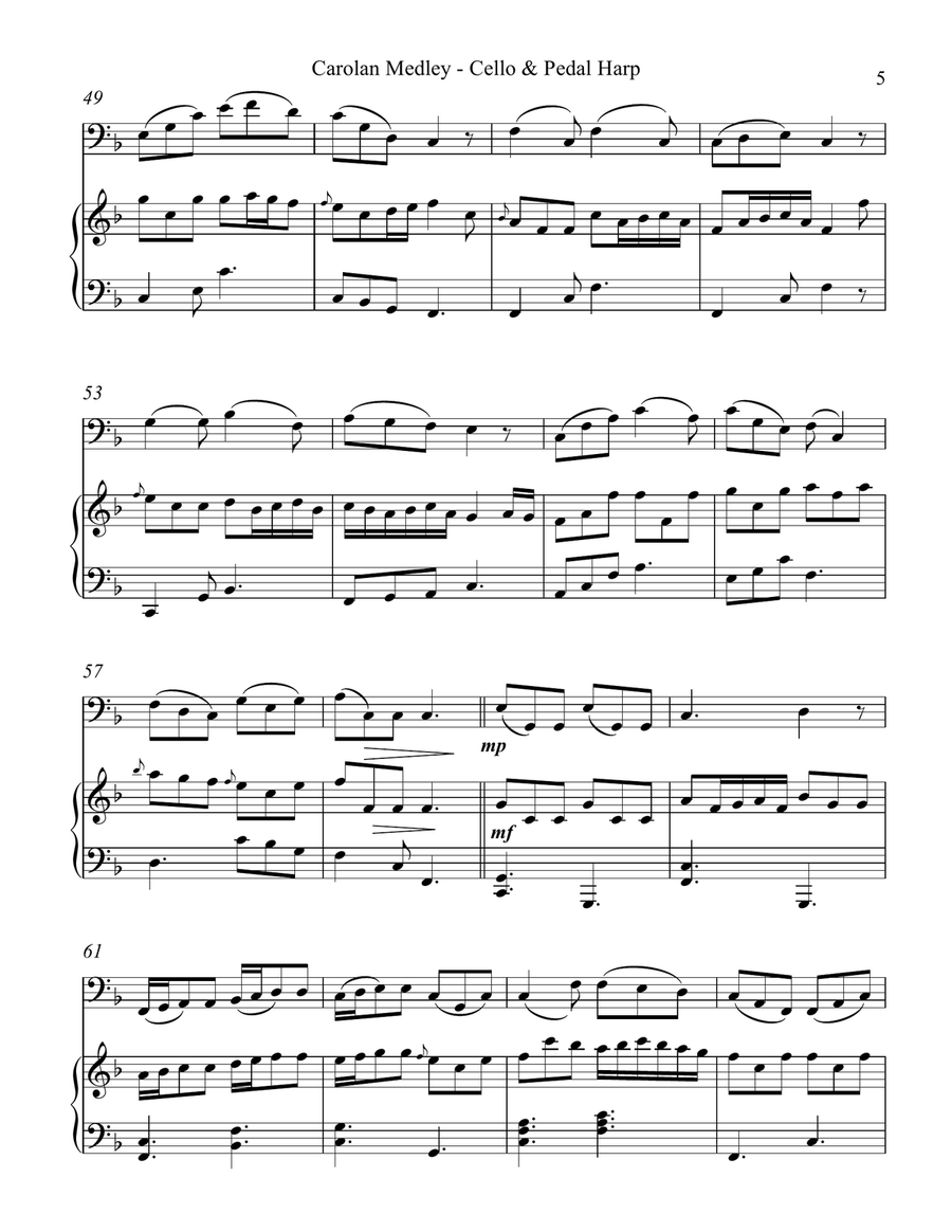 Carolan Medley, Duet for Cello & Pedal Harp String Duet scores gallery preview page 5