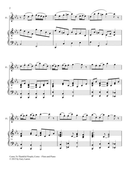 THREE THANKSGIVING HYMNS for Flute & Piano (Score and Parts included) image number null