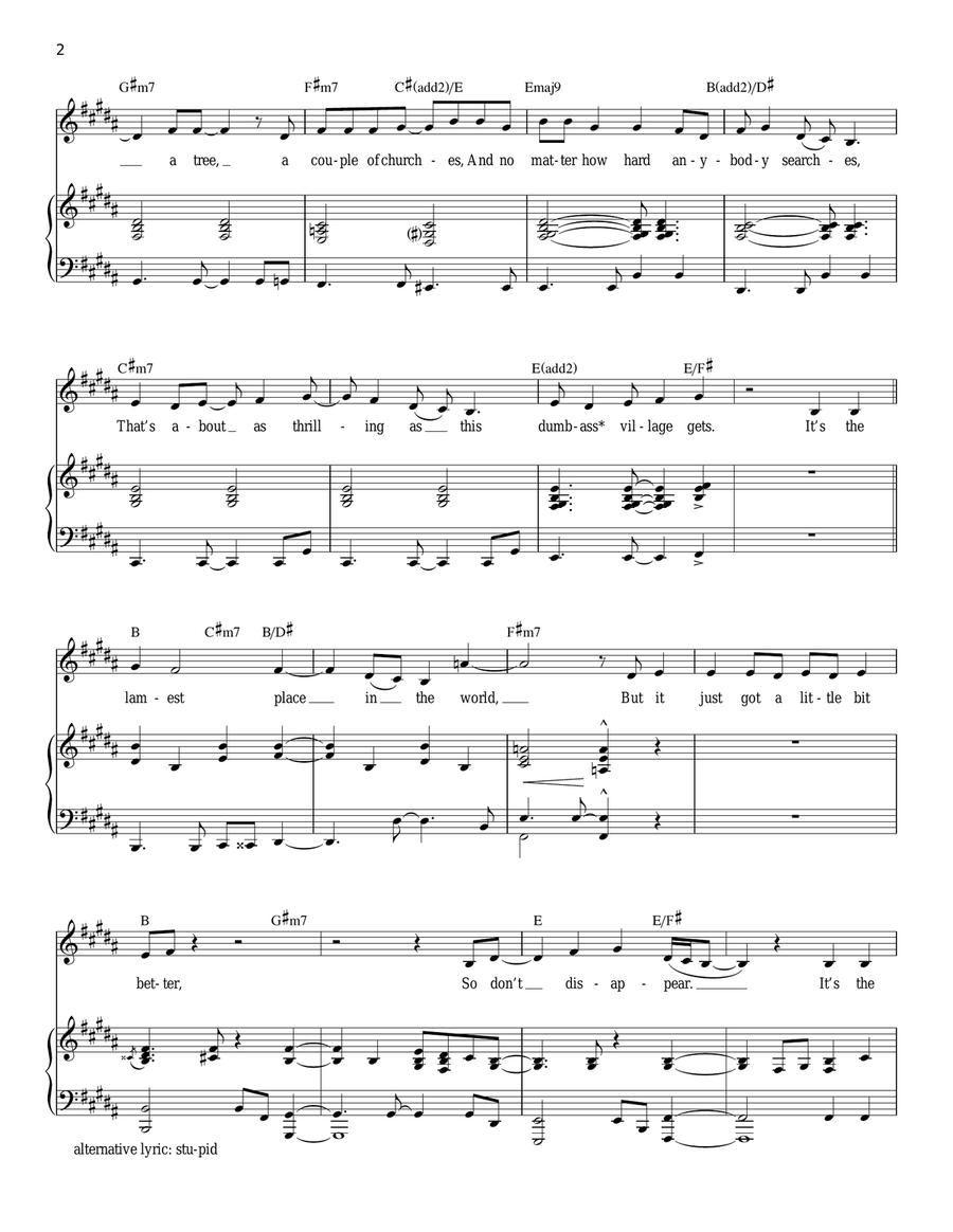 The Lamest Place In The World (from 13: The Musical) Piano, Vocal, Guitar scores gallery preview page 2