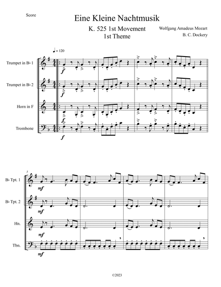 Eine Kleine Nachtmusik (A Little Night Music) for Brass Quartet image number null