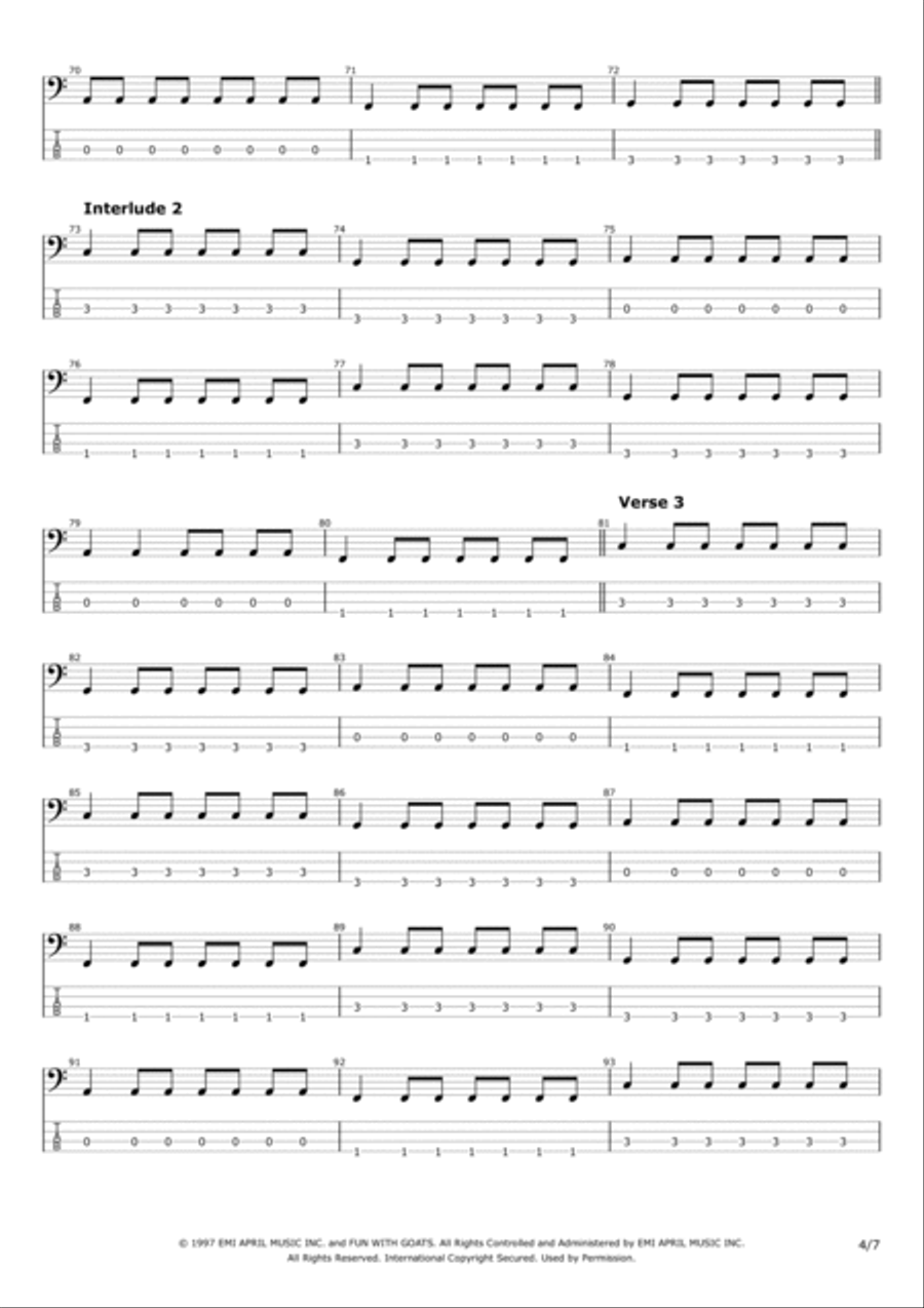 Dammit Bass Guitar scores gallery preview page 4