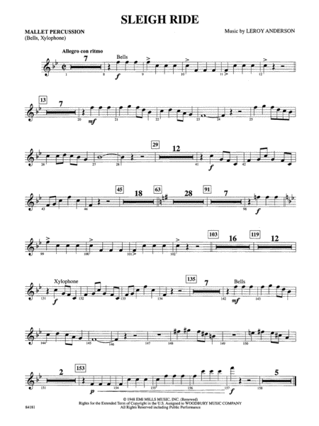 Sleigh ride sheet music flute