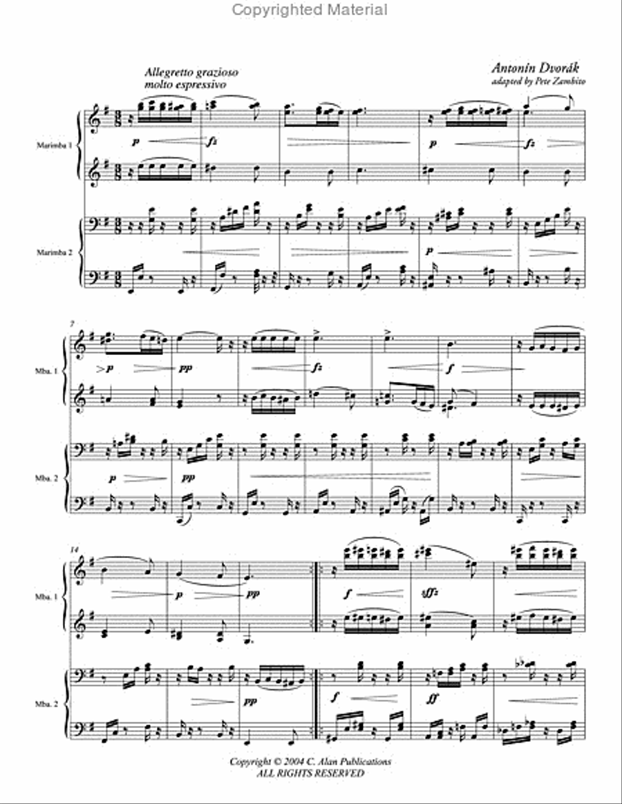 Slavonic Dance, Op. 72, No. 2 (score & parts) Percussion Ensemble scores gallery preview page 2