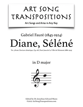 Book cover for FAURÉ: Diane, Séléne, Op. 118 no. 3 (transposed to D major)