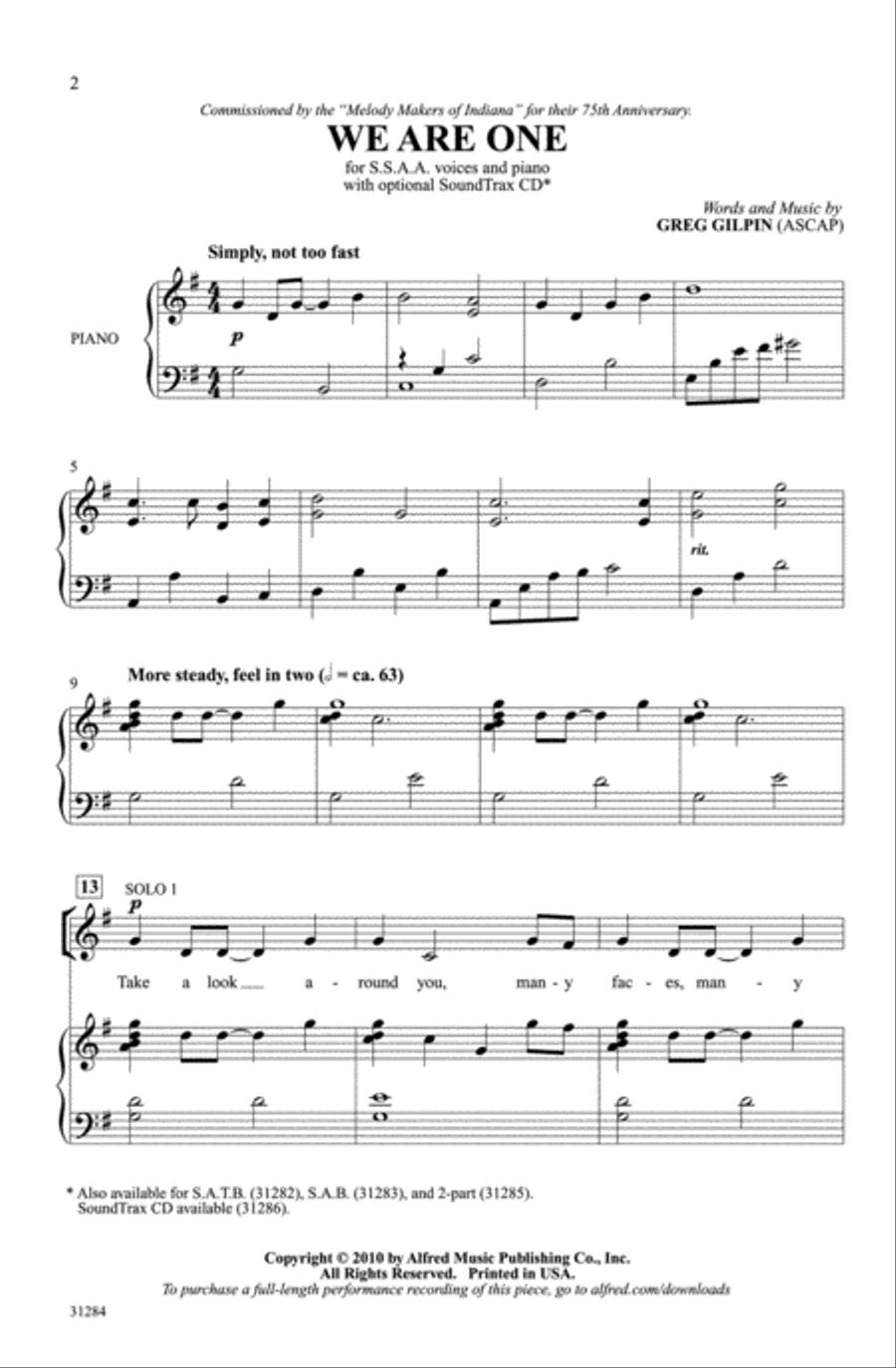 We Are One Women's Choir scores gallery preview page 2