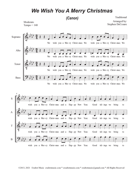 We Wish You A Merry Christmas (Canon) (SATB) image number null