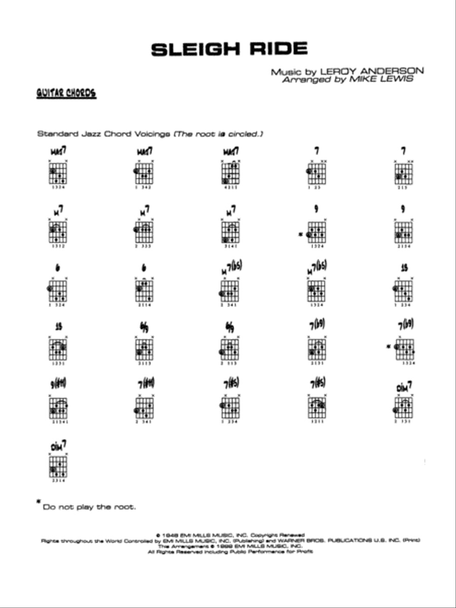 Sleigh Ride: Guitar Chords Jazz Ensemble scores gallery preview page 1