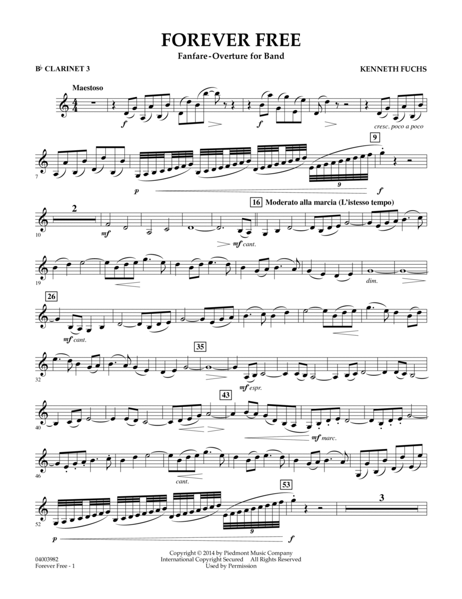 Forever Free - Bb Clarinet 3 B-Flat Clarinet scores gallery preview page 1