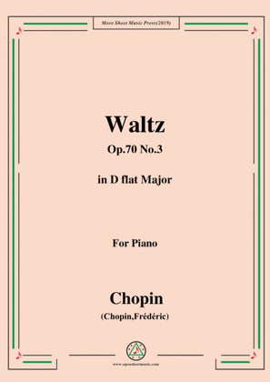 Book cover for Chopin-Waltz Op.70 No.3 in D flat Major,for Piano