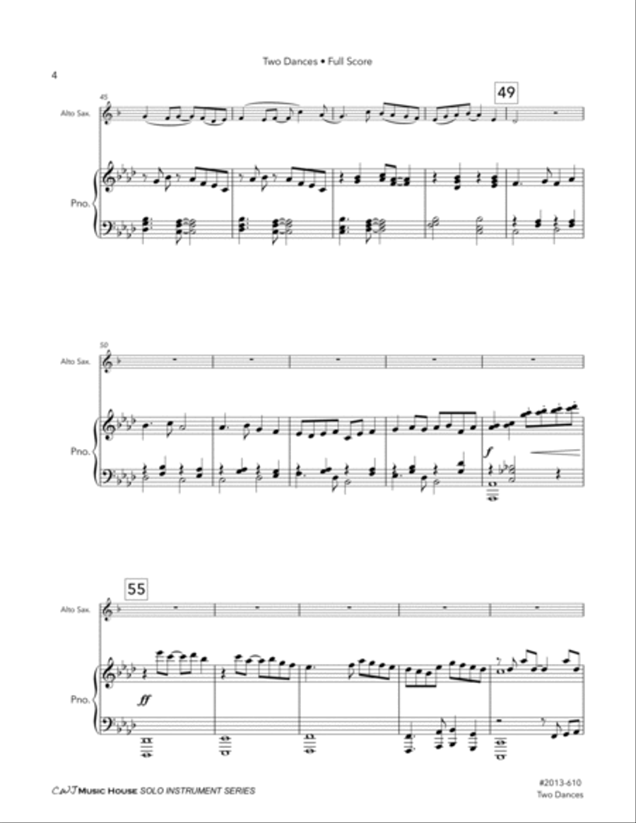 Two Dances for Alto Saxophone and Piano Alto Saxophone scores gallery preview page 6