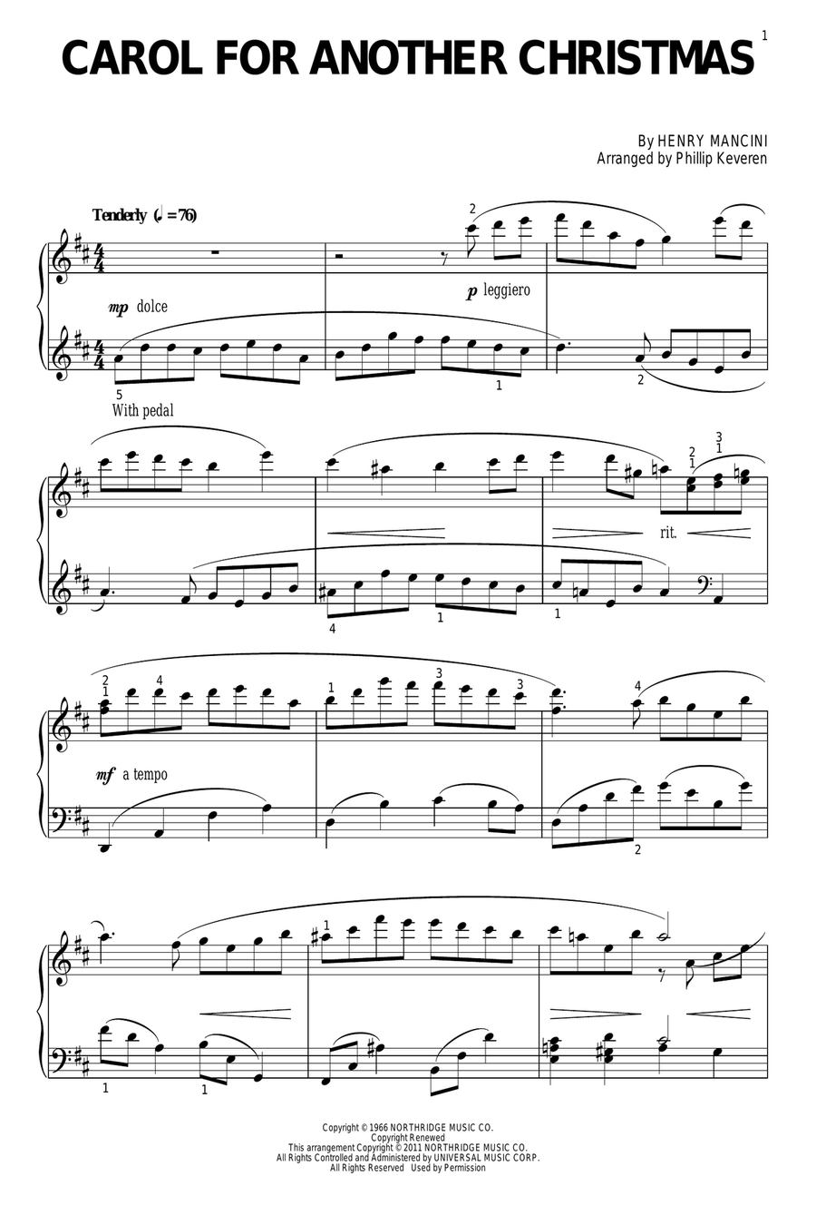 Carol For Another Christmas (arr. Phillip Keveren) Piano Solo scores gallery preview page 1