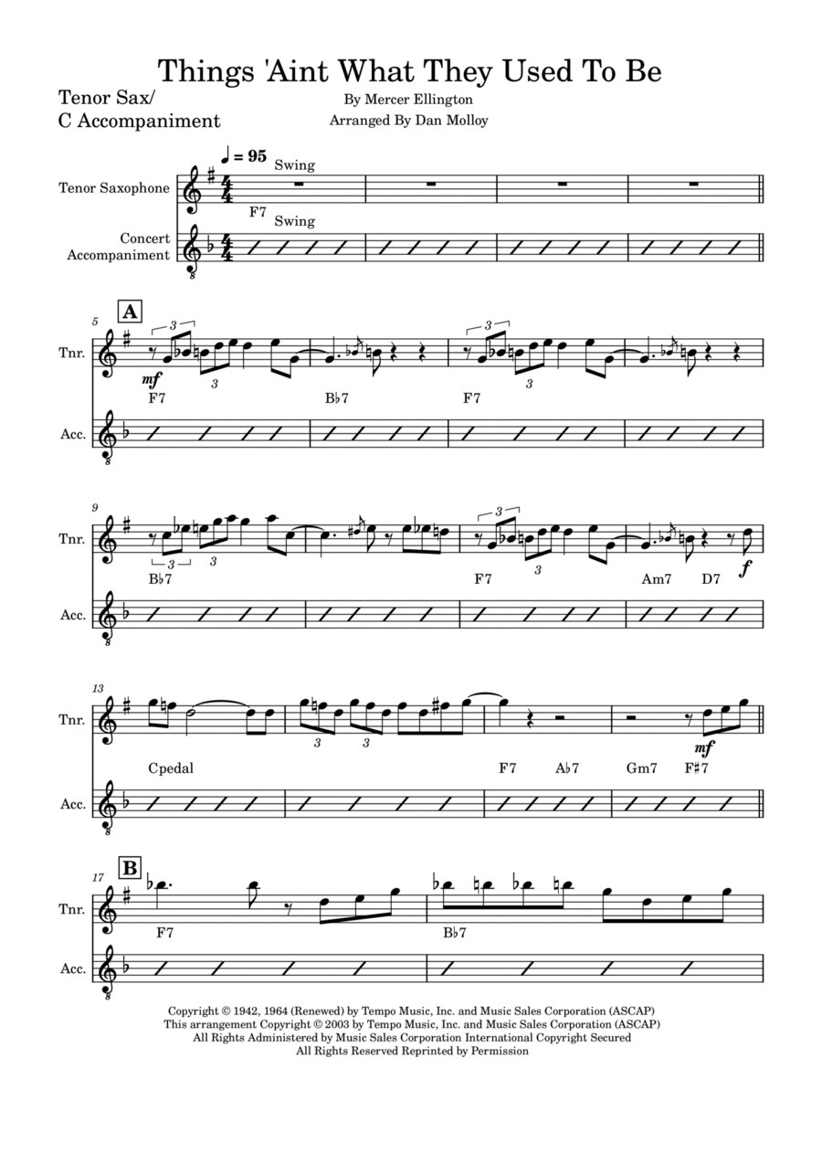 Things Ain't What They Used To Be Tenor Saxophone scores gallery preview page 1