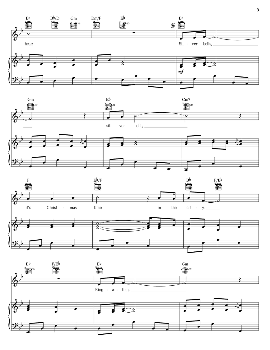 Silver Bells Piano, Vocal, Guitar scores gallery preview page 3