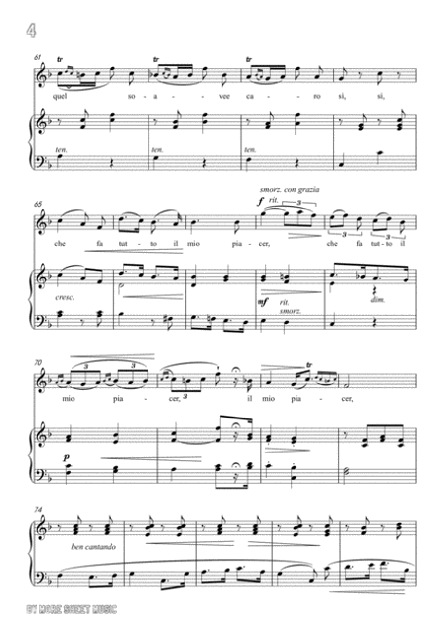 Lotti-Pur dicesti,o bocca bella in F Major,for Voice and Piano Voice Solo scores gallery preview page 6