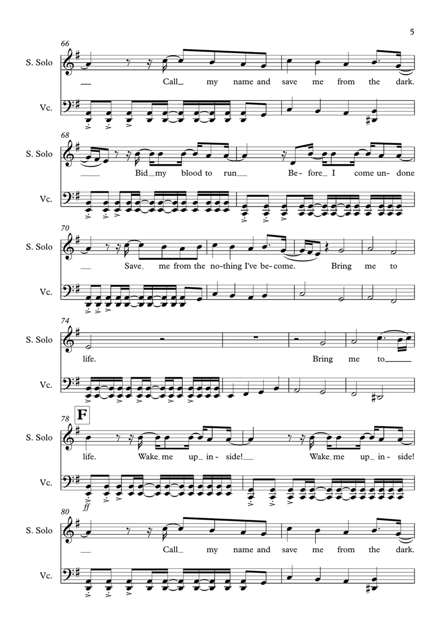 Bring Me To Life Bring Me To Life Voice scores gallery preview page 5