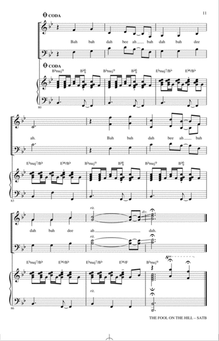 The Fool On The Hill (arr. Kirby Shaw) 4-Part scores gallery preview page 10