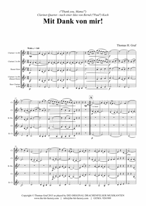 Book cover for Mit Dank von mir - German Waltz - Oktoberfest - Clarinet Quartet