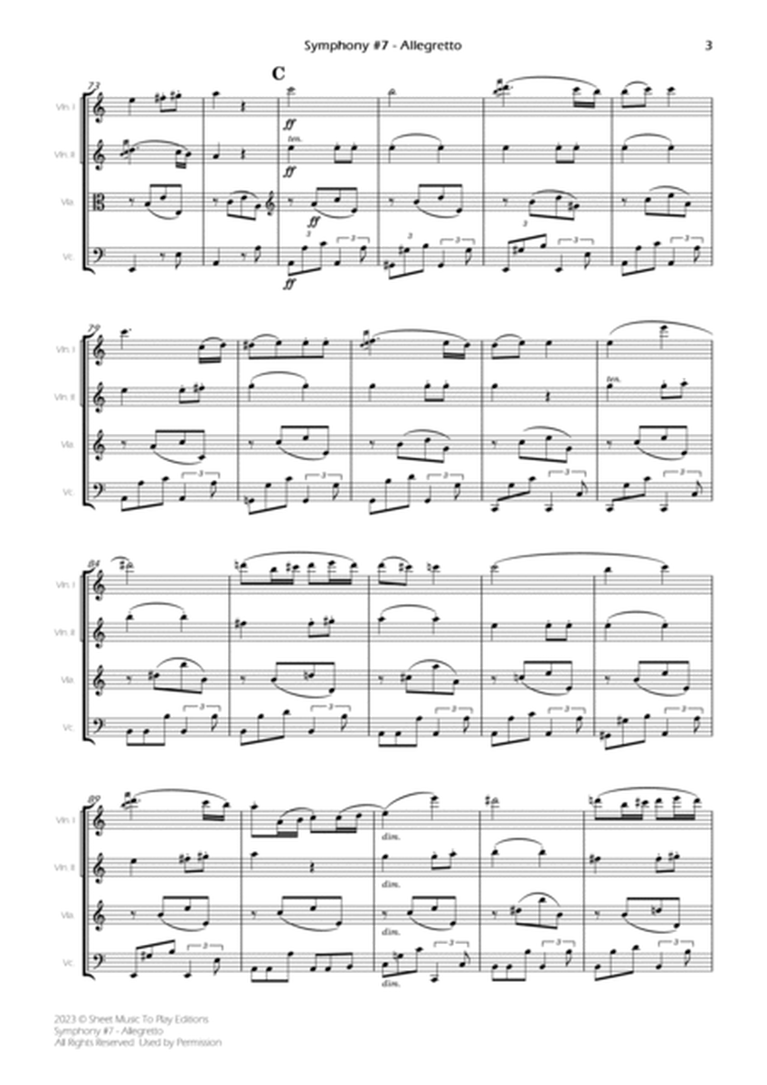 Symphony No.7, Op.92 - Allegretto - String Quartet (Full Score) - Score Only image number null