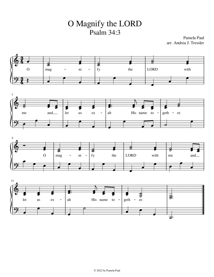 O Magnify the LORD (Psalm 34:3) Voice scores gallery preview page 1