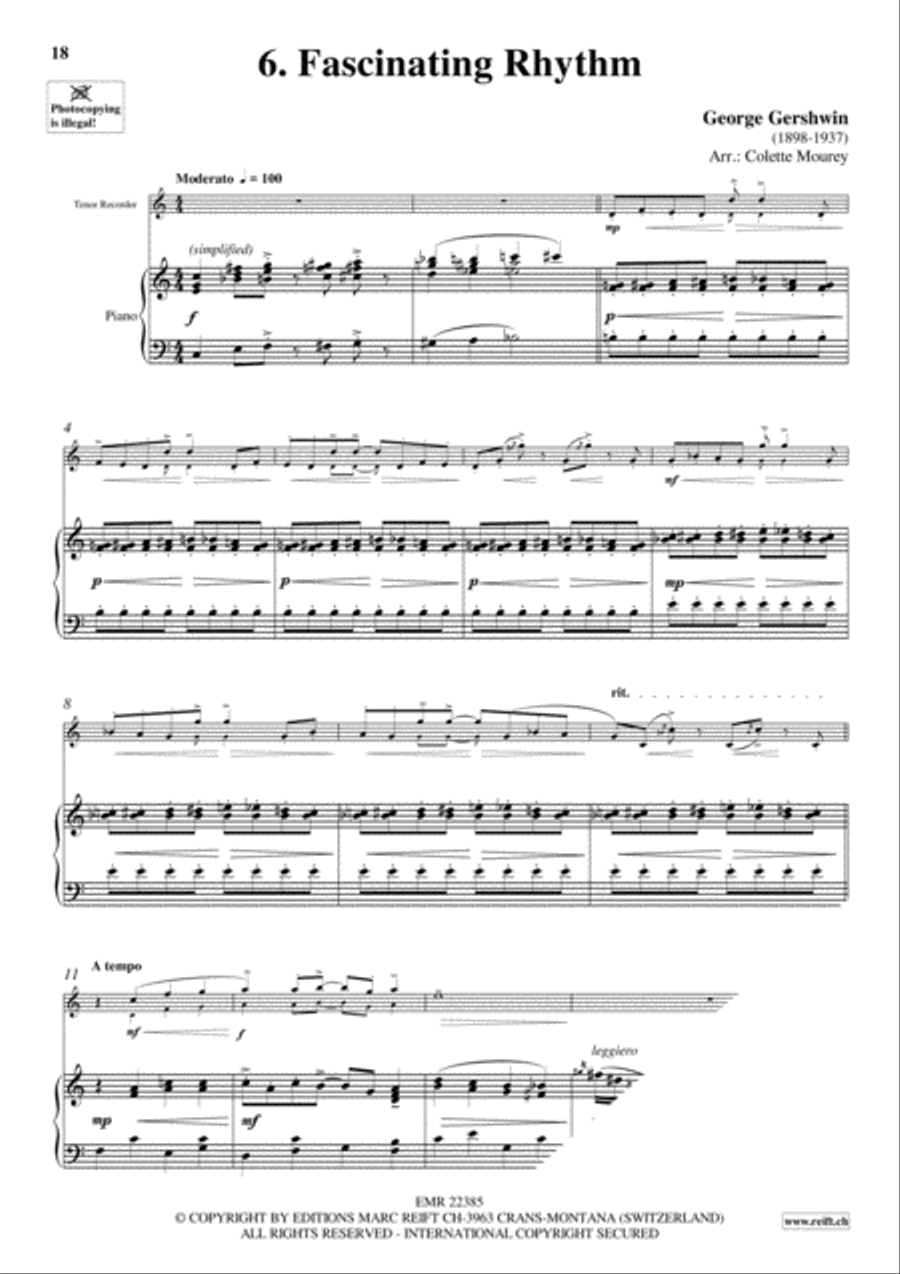 Gershwin 20 Greatest Hits Tenor Recorder scores gallery preview page 8