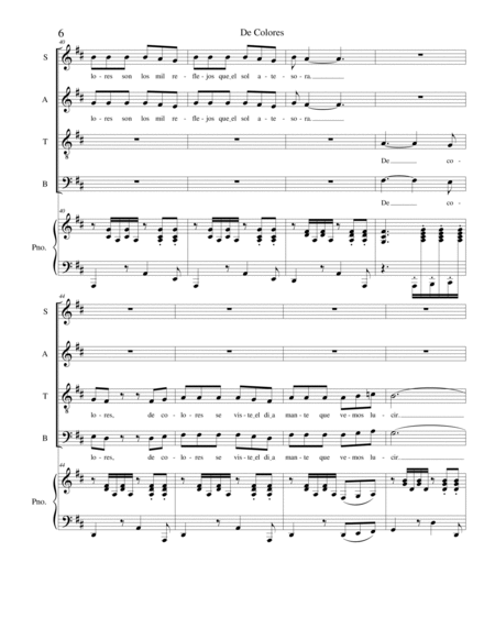 DE COLORES, for SATB Choir image number null