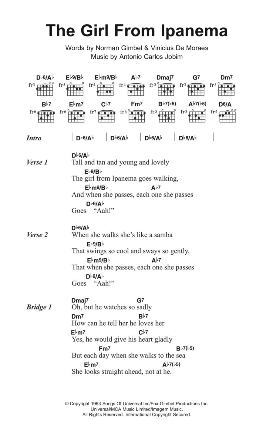 The Girl From Ipanema (featuring Astrud Gilberto) Electric Guitar scores gallery preview page 1
