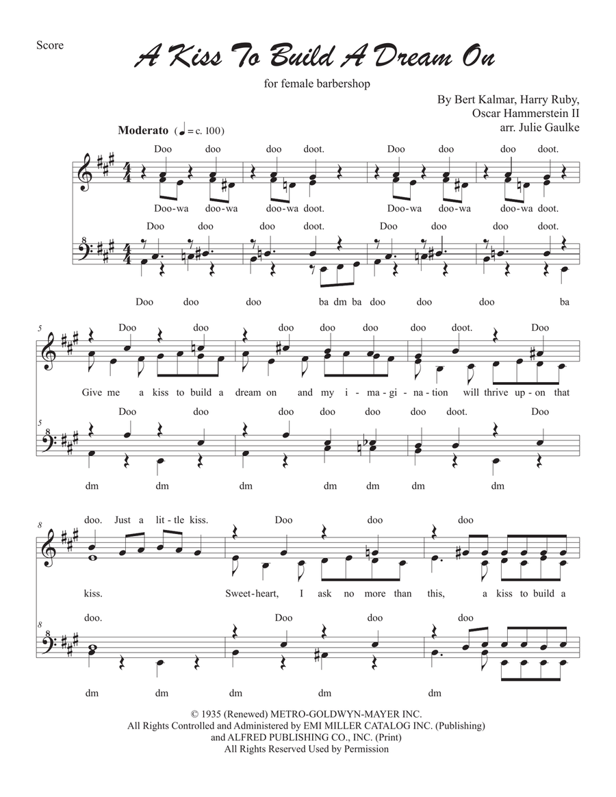 A Kiss To Build A Dream On SSAA scores gallery preview page 1