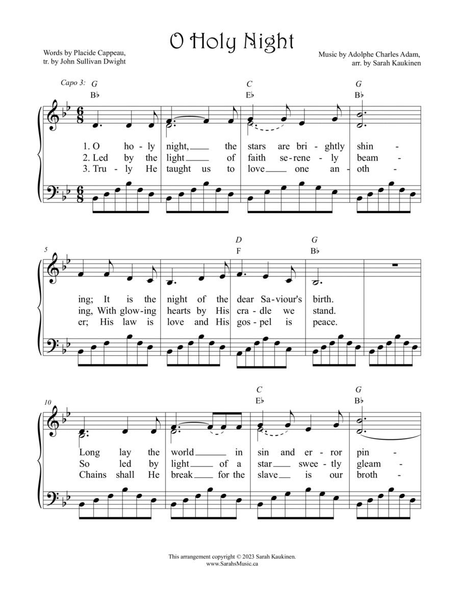 O Holy Night Piano, Vocal, Guitar scores gallery preview page 1