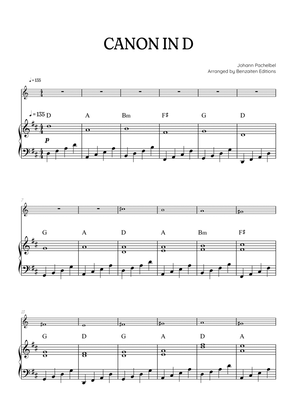 Pachelbel Canon in D • french horn sheet music with piano accompaniment and chords