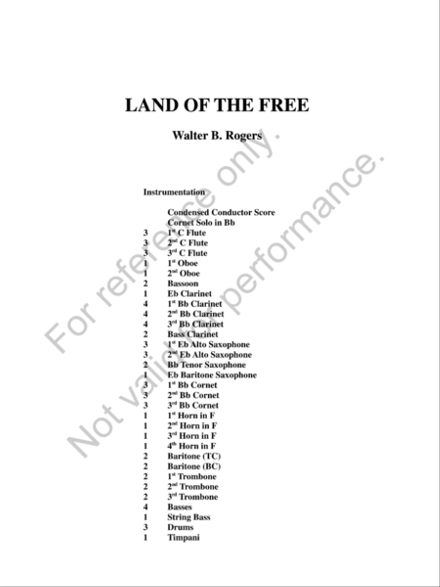 Land of the Free Concert Band scores gallery preview page 2