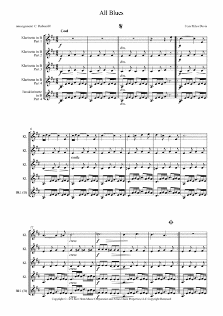 All Blues Woodwind Quartet scores gallery preview page 2