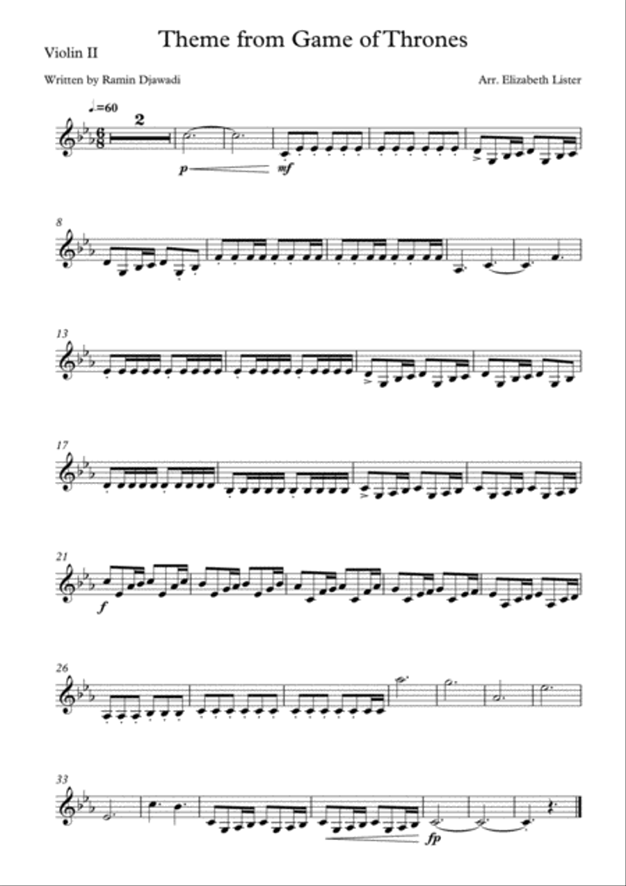 Game Of Thrones String Quartet scores gallery preview page 2