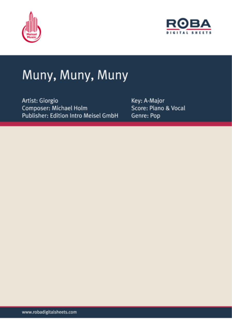 Muny, Muny, Muny Piano, Vocal scores gallery preview page 1