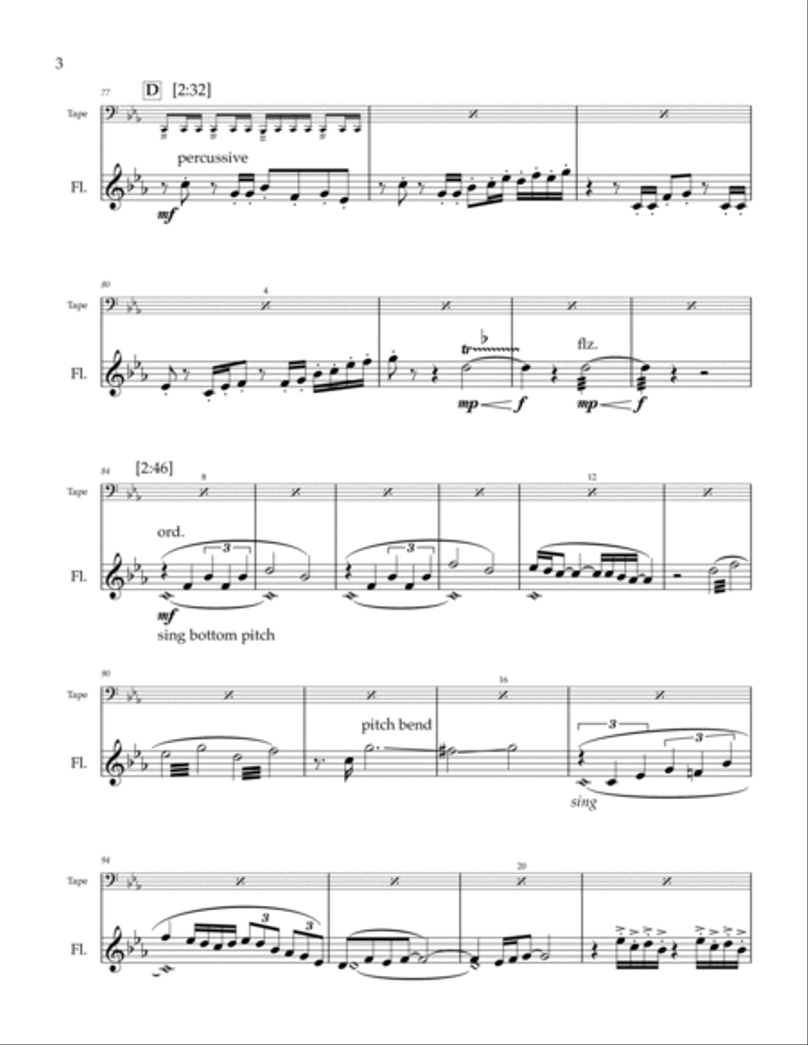 Énergie for solo flute & fixed format electronics Flute Solo scores gallery preview page 6