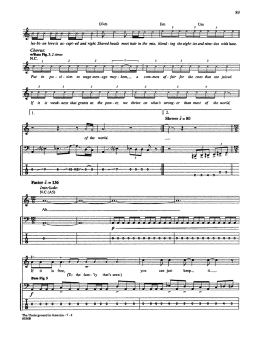 The Underground In America Guitar Tablature scores gallery preview page 4