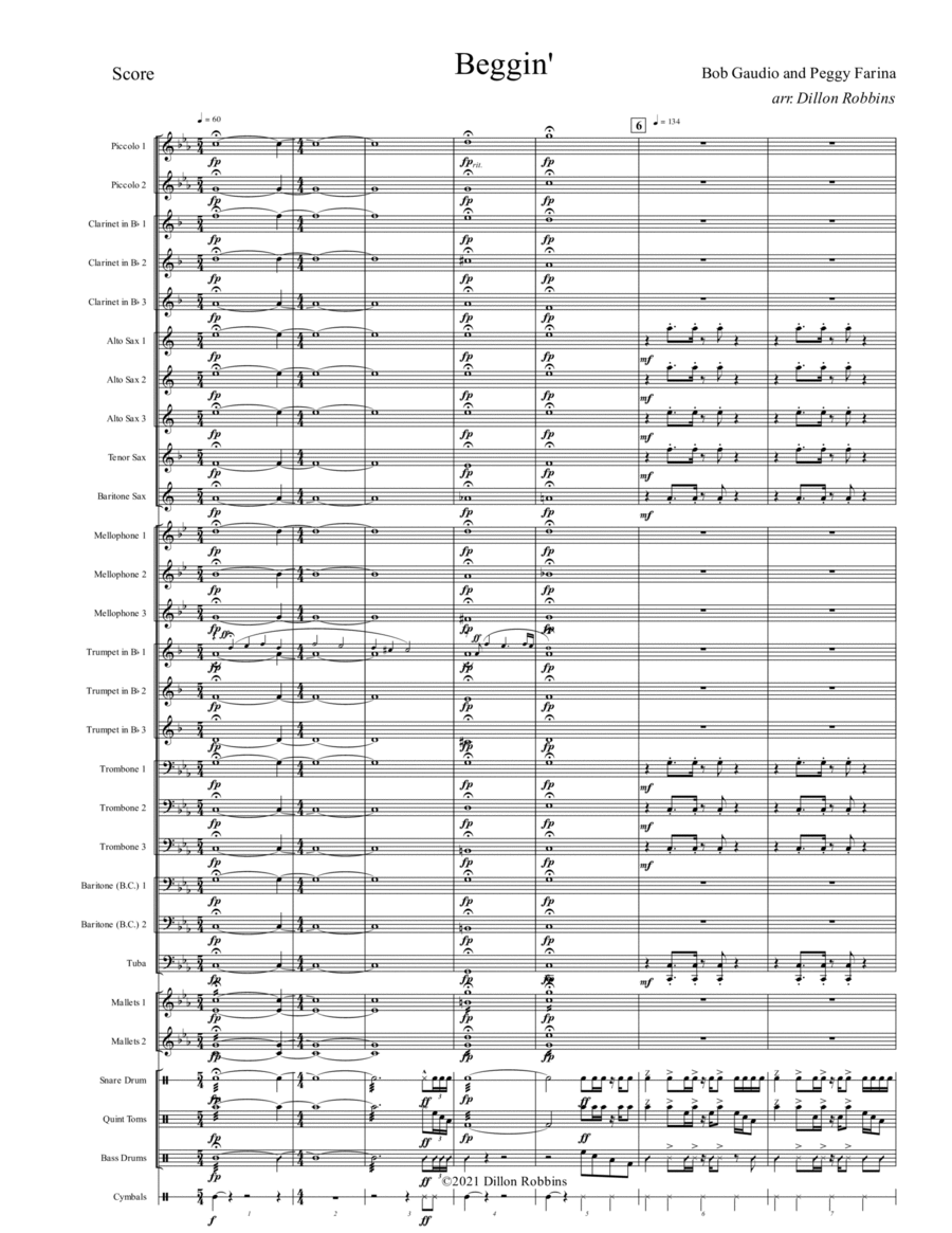 Beggin' Marching Band scores gallery preview page 1