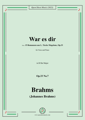 Book cover for Brahms-War es dir,Op.33 No.7 in B flat Major