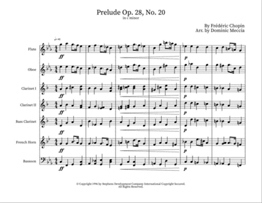 Prelude In C Minor, Op. 28, No. 20 Woodwind Quintet scores gallery preview page 1